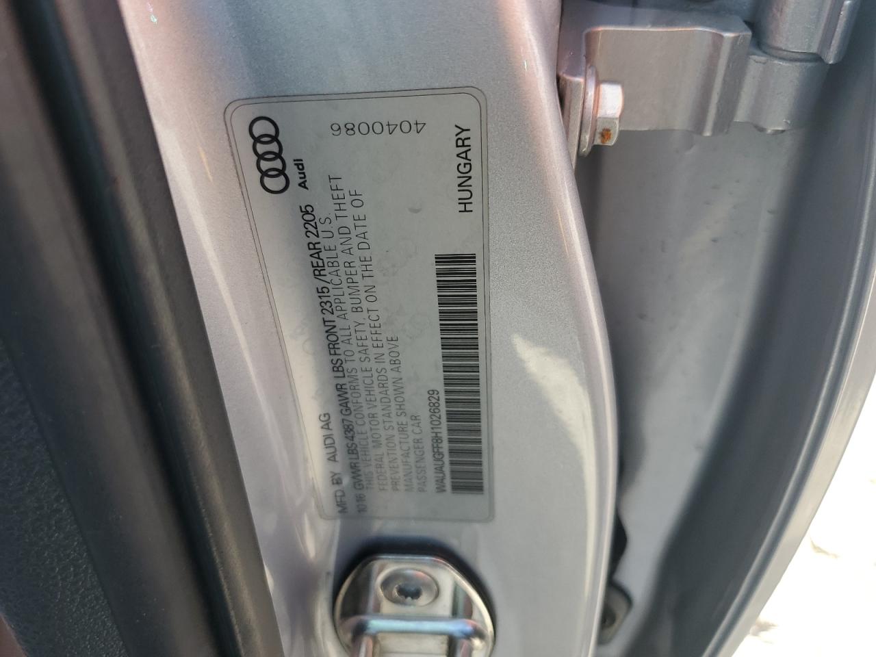 2017 Audi A3 Premium VIN: WAUAUGFF8H1026829 Lot: 83970735