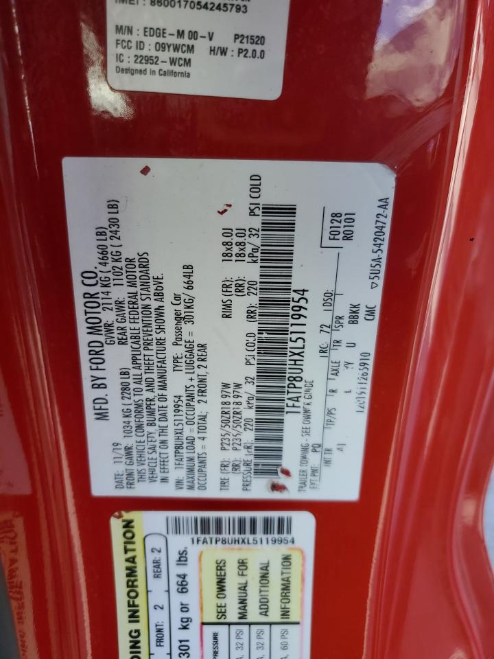 2020 Ford Mustang VIN: 1FATP8UHXL5119954 Lot: 80410035