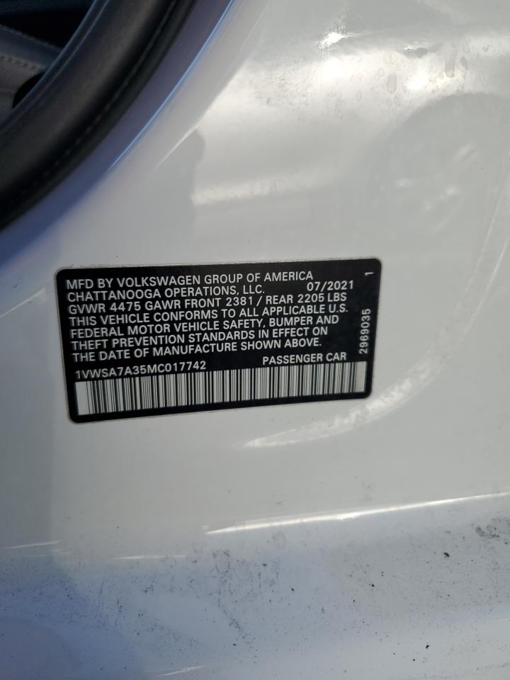 2021 Volkswagen Passat Se VIN: 1VWSA7A35MC017742 Lot: 81755015