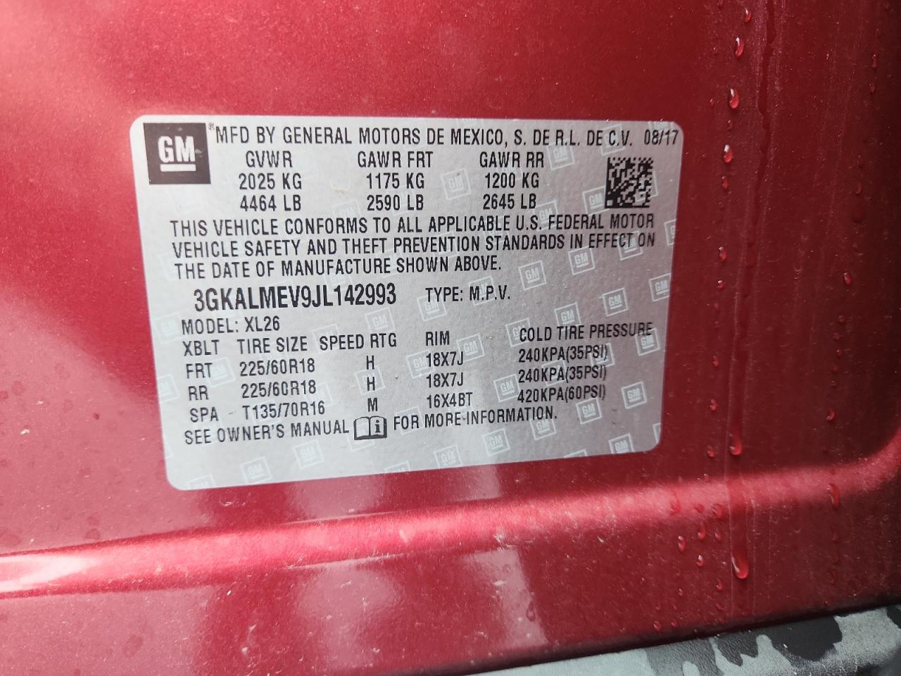 2018 GMC Terrain Sle VIN: 3GKALMEV9JL142993 Lot: 84413615