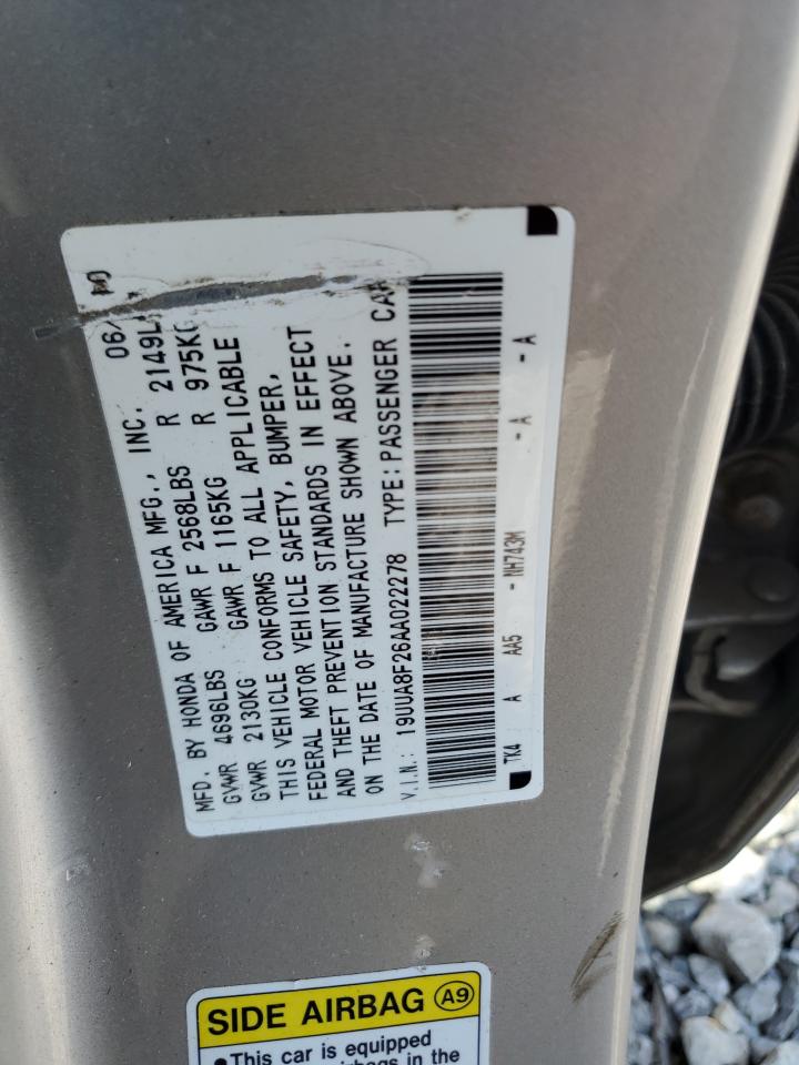 2010 Acura Tl VIN: 19UUA8F26AA022278 Lot: 83977805