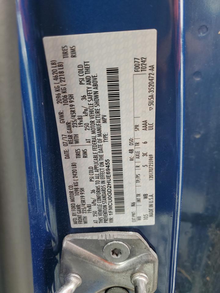 2017 Ford Escape Se VIN: 1FMCU0GD2HUE69455 Lot: 81296635