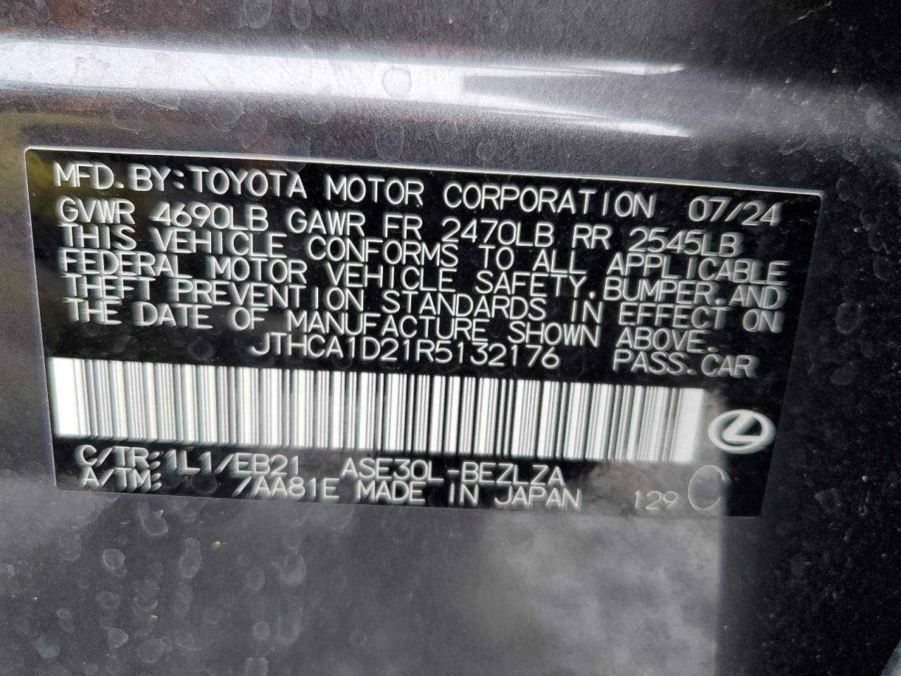 2024 Lexus Is 300 VIN: JTHCA1D21R5132176 Lot: 71409445