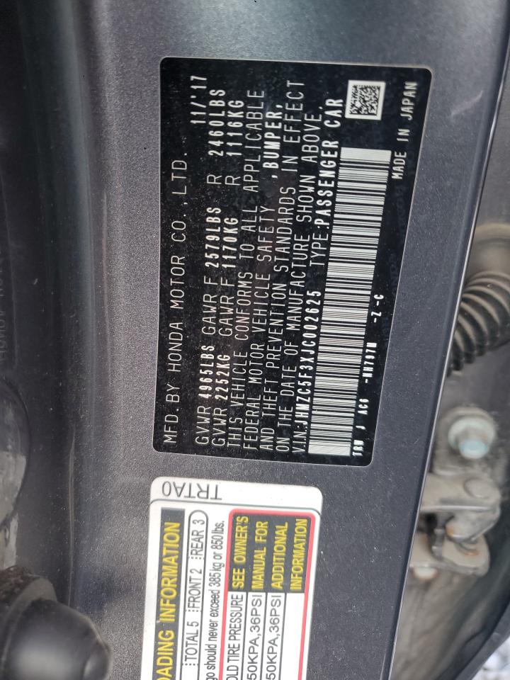 2020 Honda Clarity Touring VIN: JHMZC5F3XJC002625 Lot: 81907875