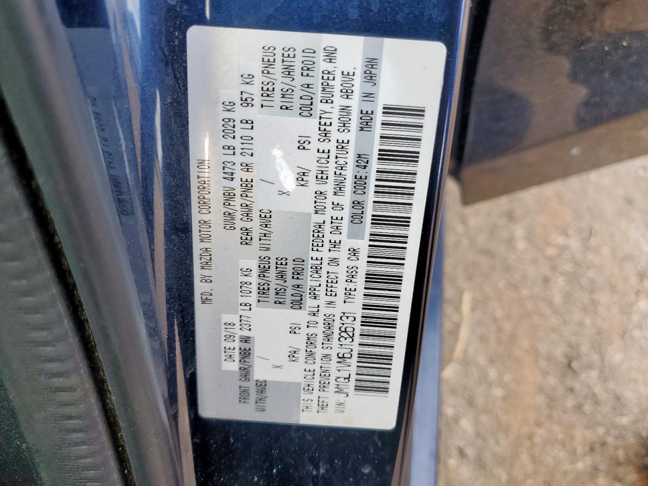 2018 Mazda 6 Touring VIN: JM1GL1VM6J1326131 Lot: 81572855