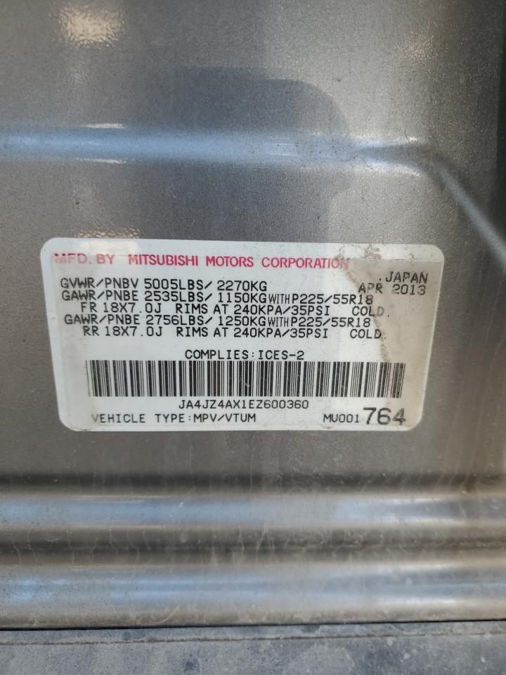 2014 Mitsubishi Outlander Gt VIN: JA4JZ4AX1EZ600360 Lot: 80432335