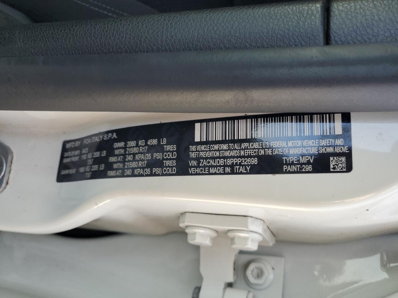 2023 Jeep Renegade Latitude VIN: ZACNJDB18PPP32698 Lot: 80300105