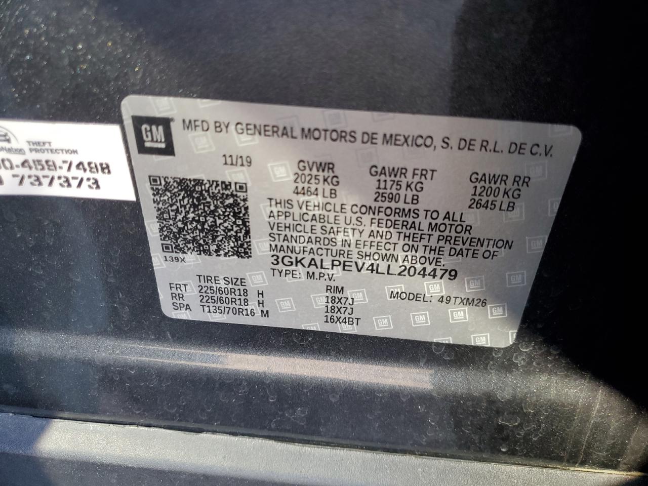 2020 GMC Terrain Slt VIN: 3GKALPEV4LL204479 Lot: 81361505