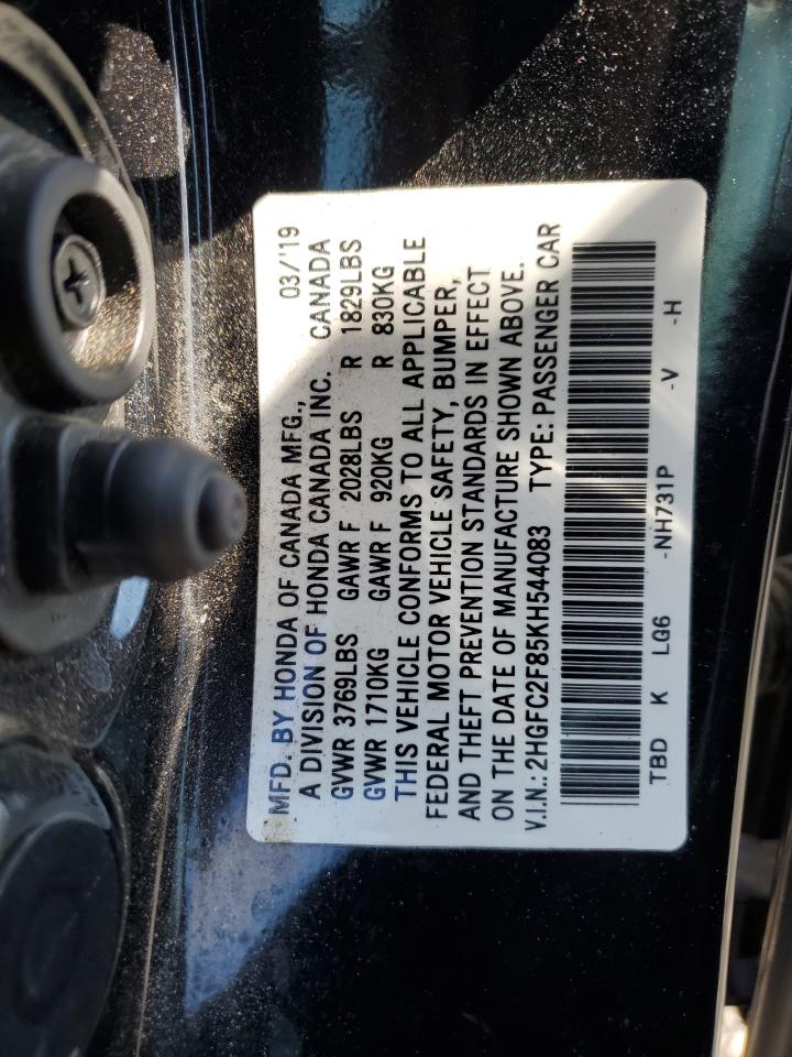 2019 Honda Civic Sport VIN: 2HGFC2F85KH544083 Lot: 84191835