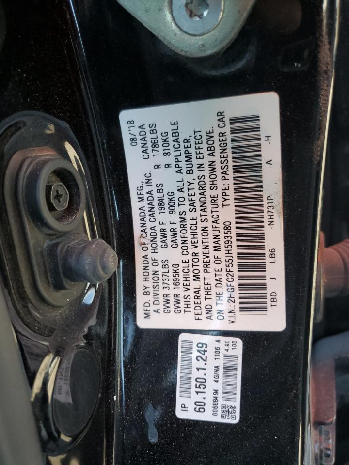 2018 Honda Civic Lx VIN: 2HGFC2F55JH593580 Lot: 80154295