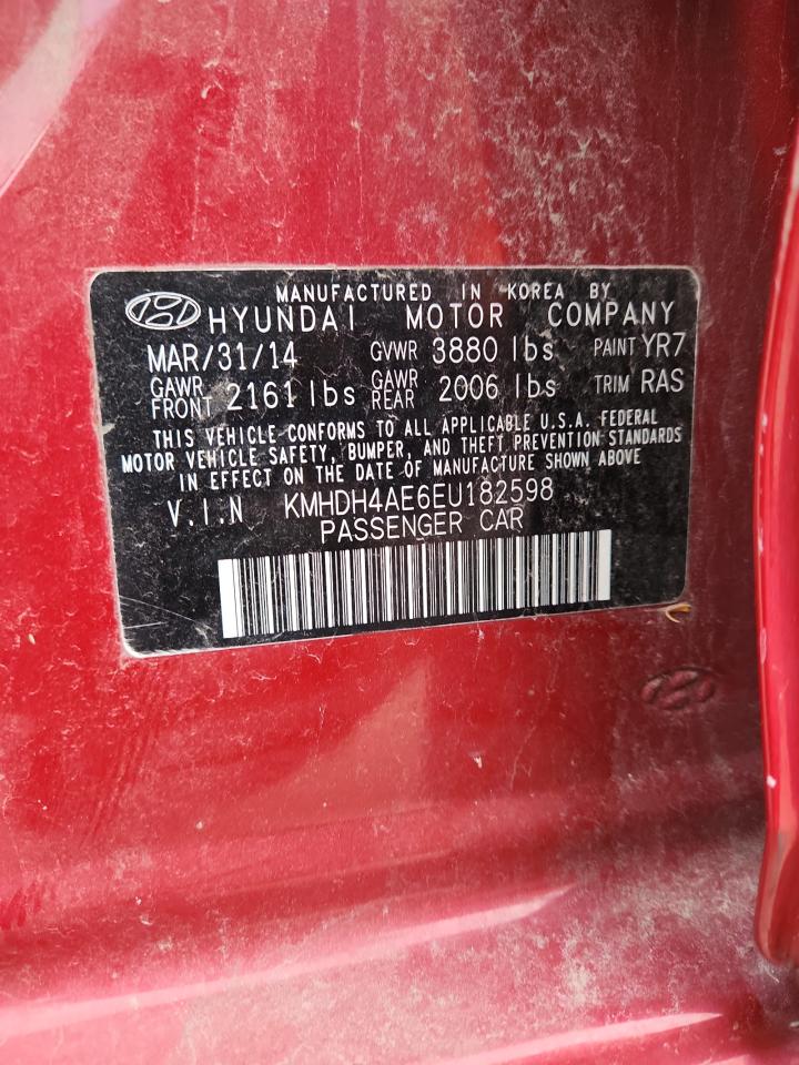 2014 Hyundai Elantra Se VIN: KMHDH4AE6EU182598 Lot: 81513065