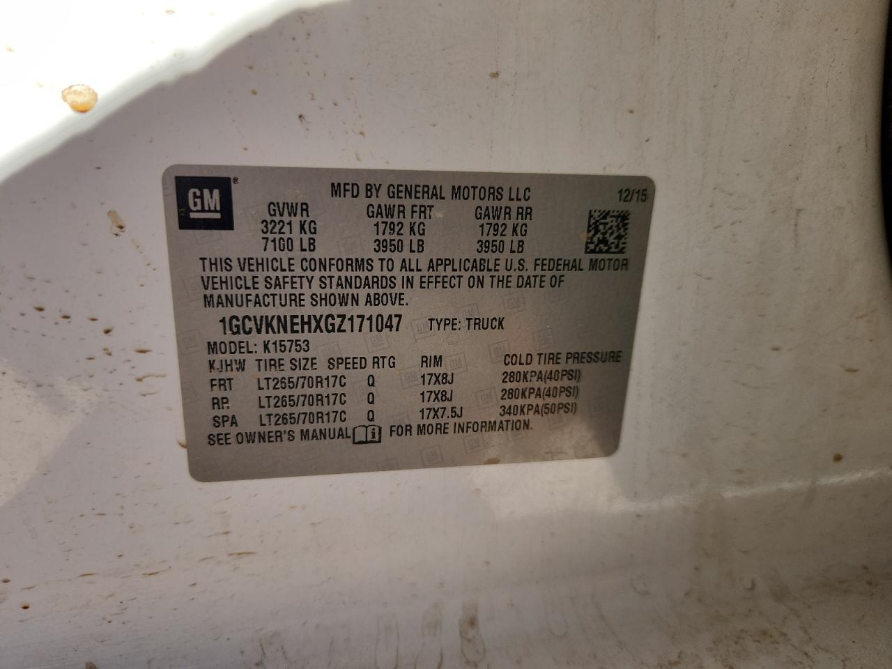 2016 Chevrolet Silverado K1500 VIN: 1GCVKNEHXGZ171047 Lot: 81455625