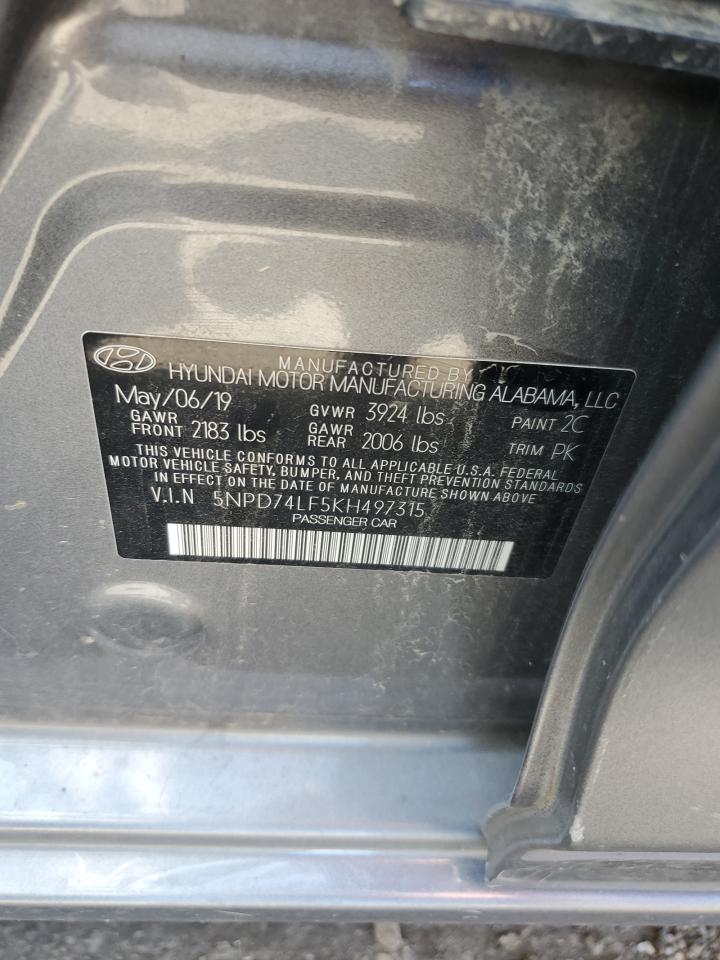 2019 Hyundai Elantra Se VIN: 5NPD74LF5KH497315 Lot: 71168385