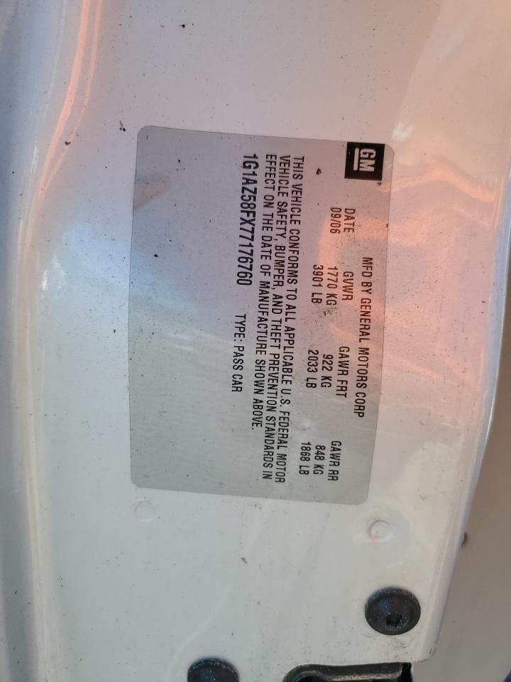 2007 Chevrolet Cobalt Ltz VIN: 1G1AZ58FX77176760 Lot: 80056295