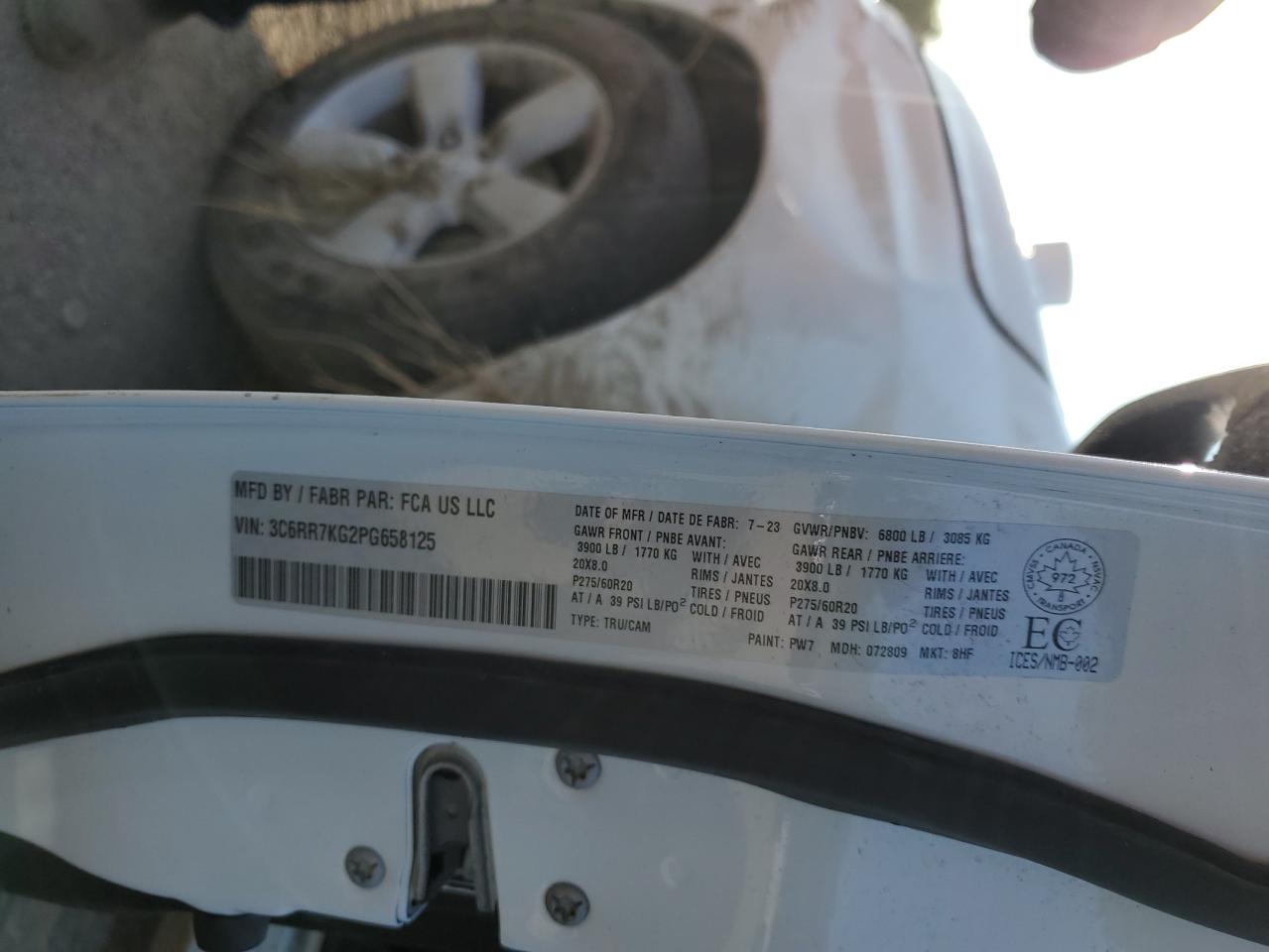 2023 Ram 1500 Classic Tradesman VIN: 3C6RR7KG2PG658125 Lot: 71461045