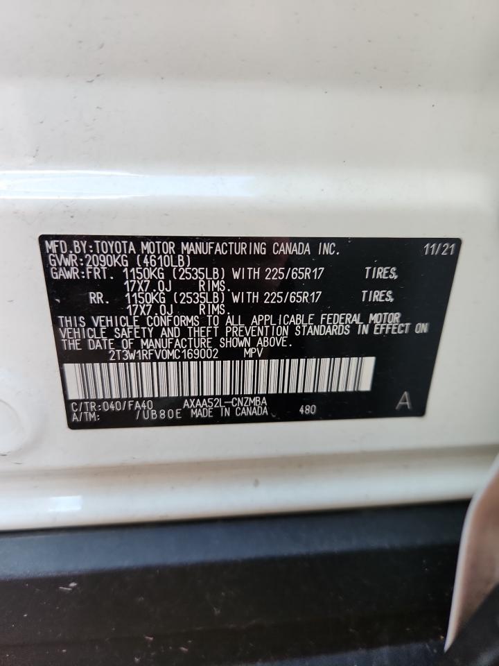 2021 Toyota Rav4 Xle VIN: 2T3W1RFV0MC169002 Lot: 72005405