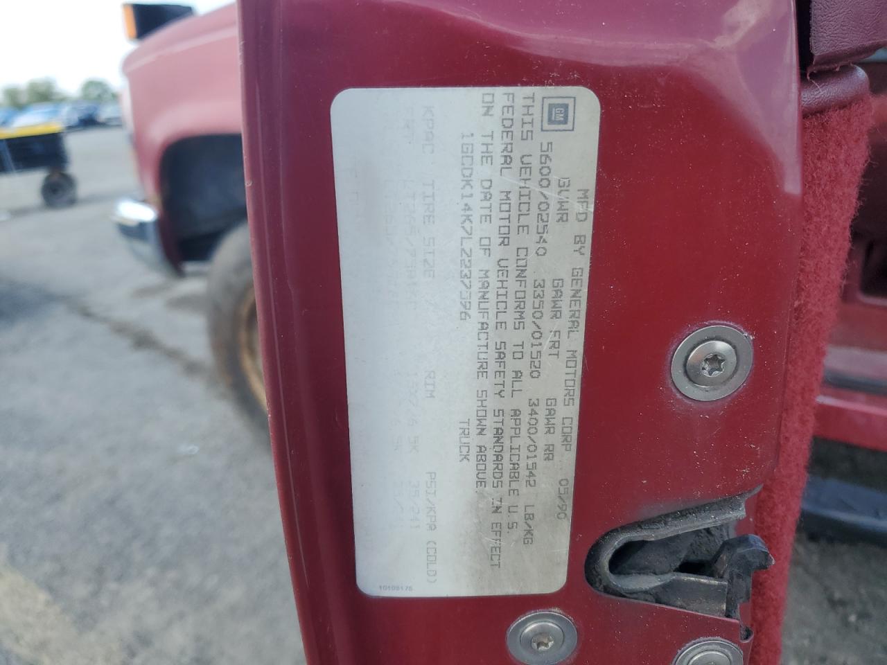 1997 Chevrolet Gmt-400 K1500 VIN: 1GCDK14K7LZ237596 Lot: 80791895