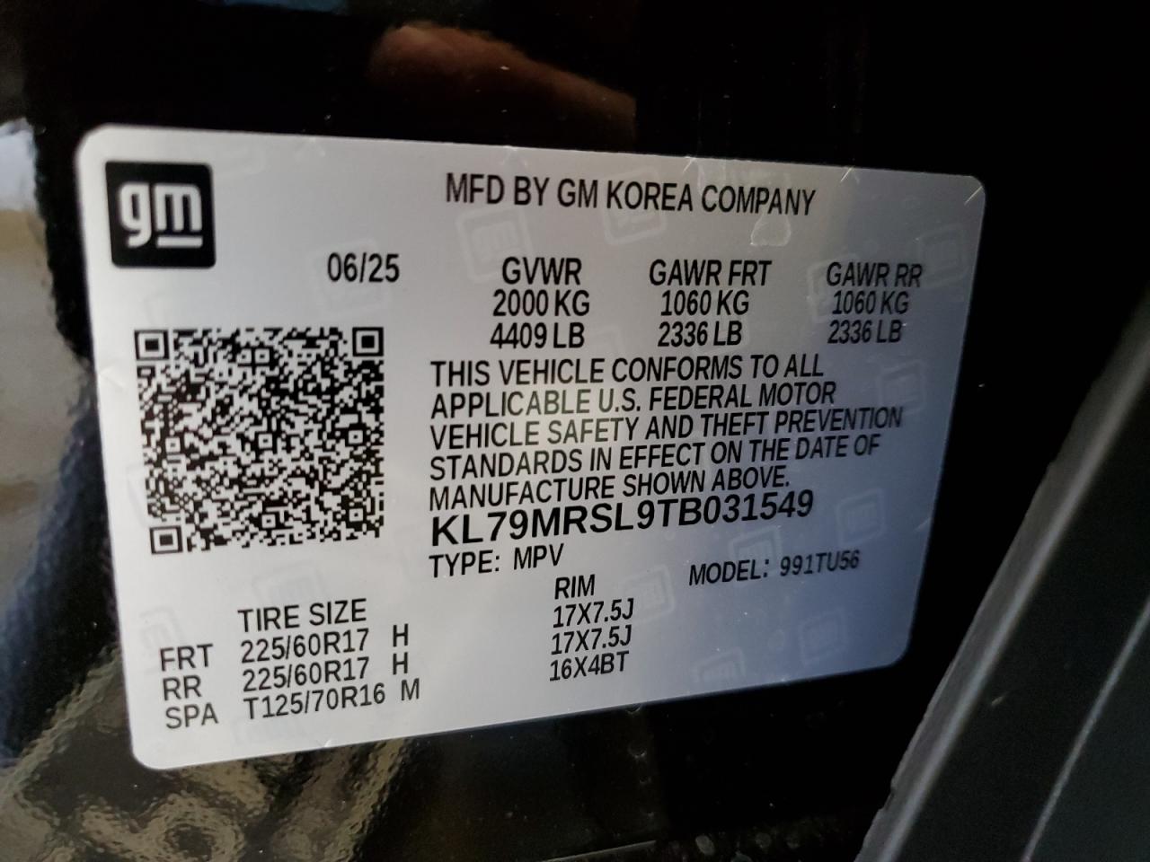 2026 Chevrolet Trailblazer Lt VIN: KL79MRSL9TB031549 Lot: 84012735