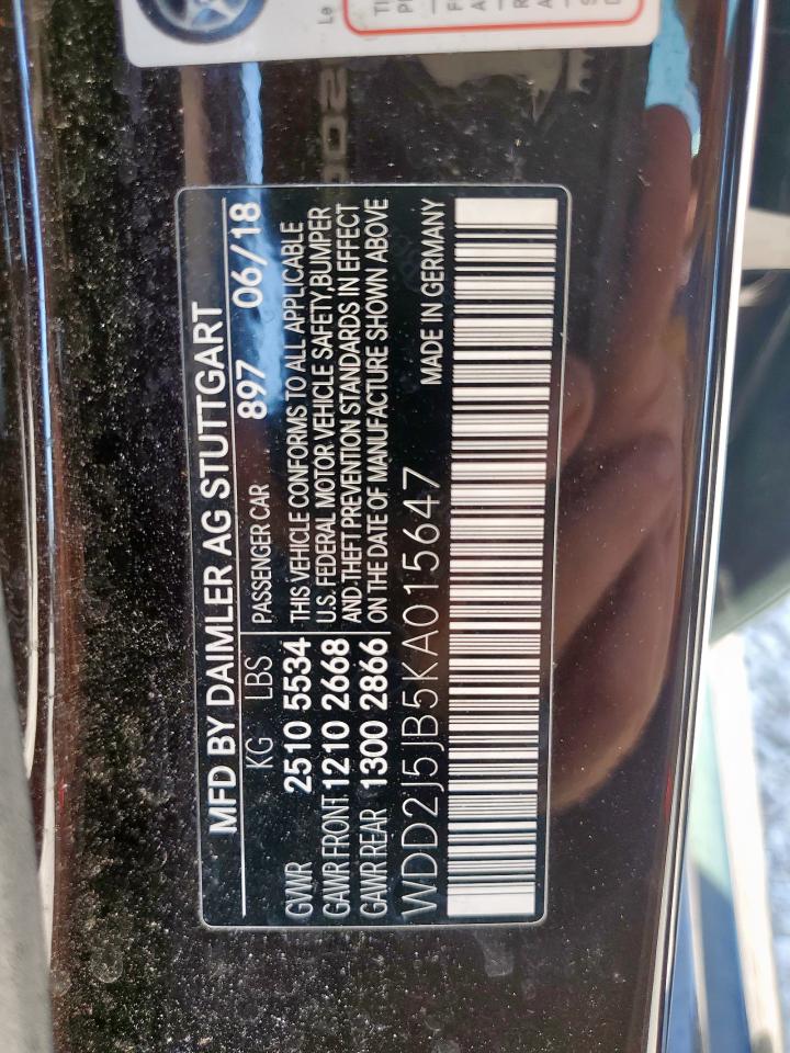 2019 Mercedes-Benz Cls 450 VIN: WDD2J5JB5KA015647 Lot: 82059625