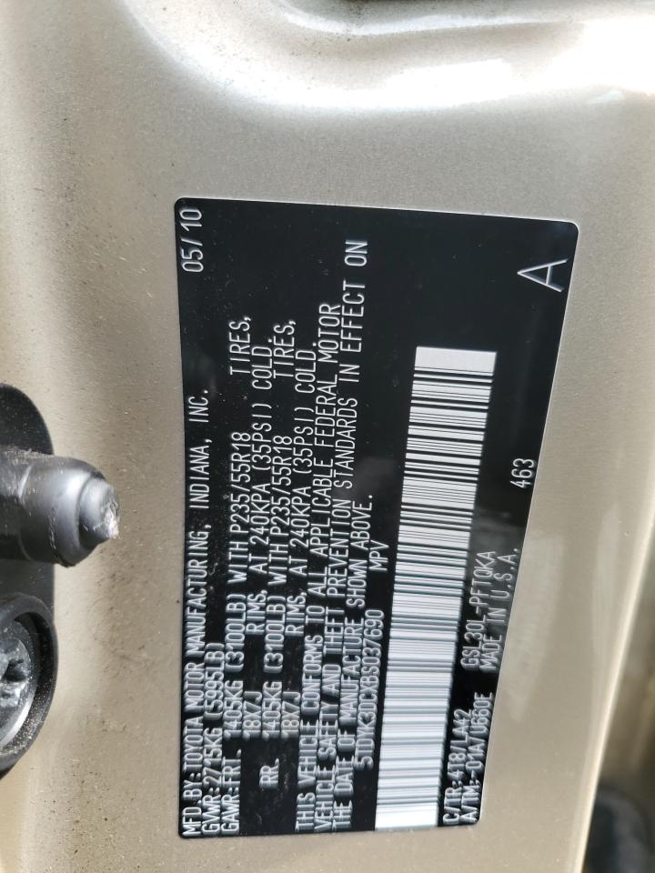 2011 Toyota Sienna Xle VIN: 5TDYK3DCXBS037690 Lot: 84583085