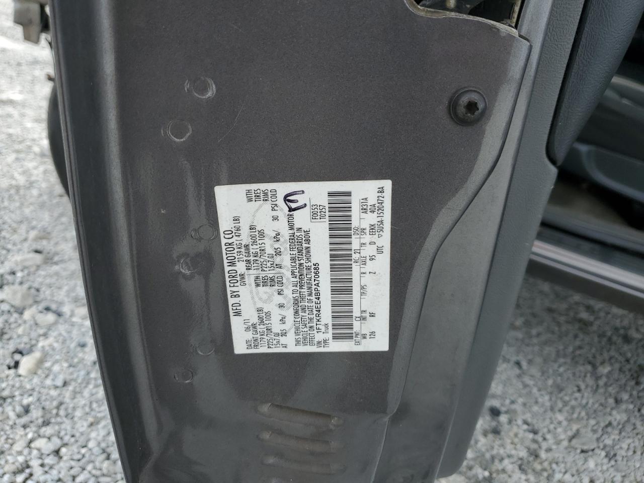 2011 Ford Ranger Super Cab VIN: 1FTKR4EE4BPA70685 Lot: 84409315