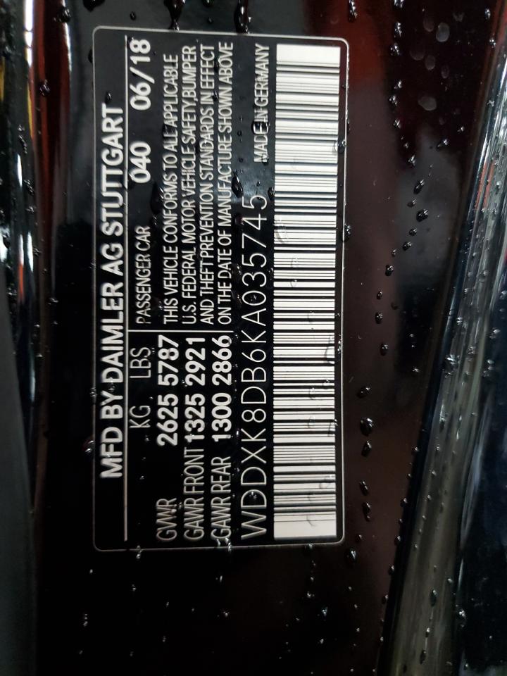 2019 Mercedes-Benz S 560 VIN: WDDXK8DB6KA035745 Lot: 82109045