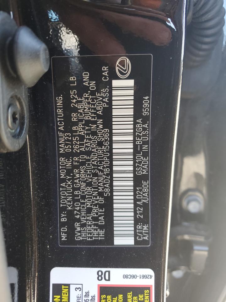 2023 Lexus Es 350 Base VIN: 58ADZ1B10PU156369 Lot: 80338885