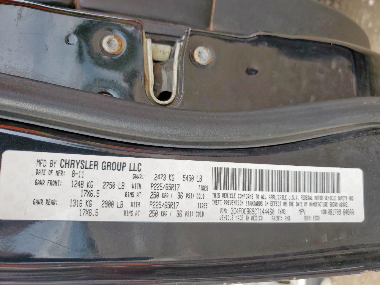 2012 Dodge Journey Sxt VIN: 3C4PDCBG9CT144460 Lot: 81505045