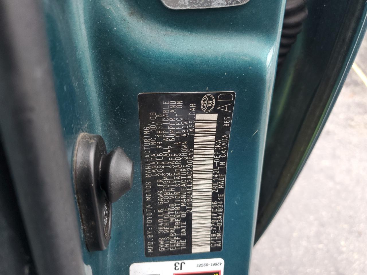 2010 Toyota Corolla Base VIN: 2T1BU4EE2AC290645 Lot: 81820385