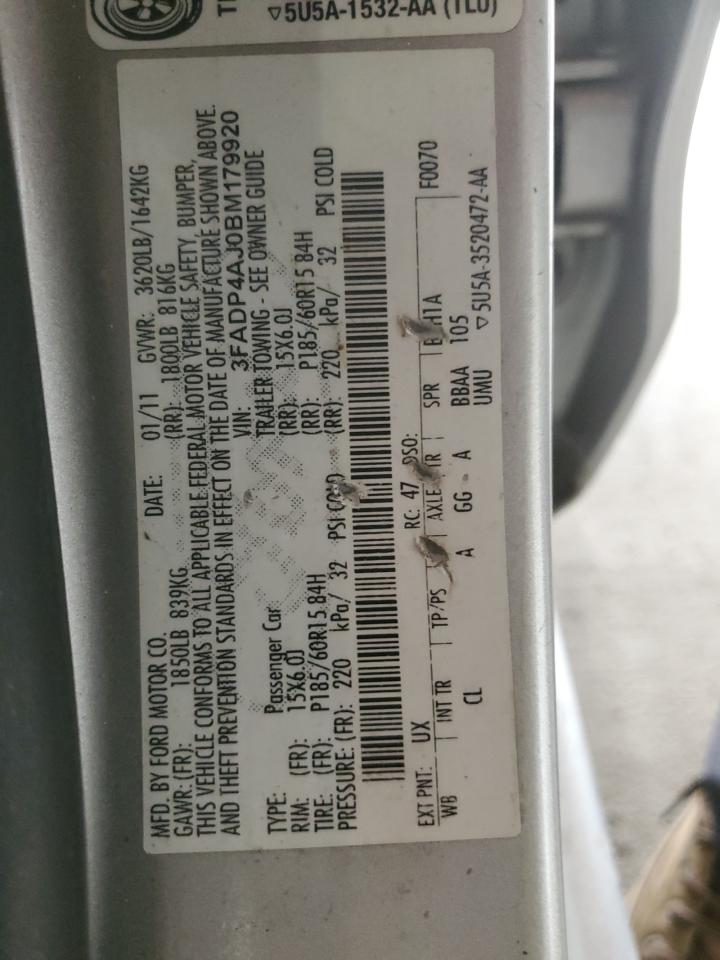 2011 Ford Fiesta S VIN: 3FADP4AJ0BM179920 Lot: 71492075