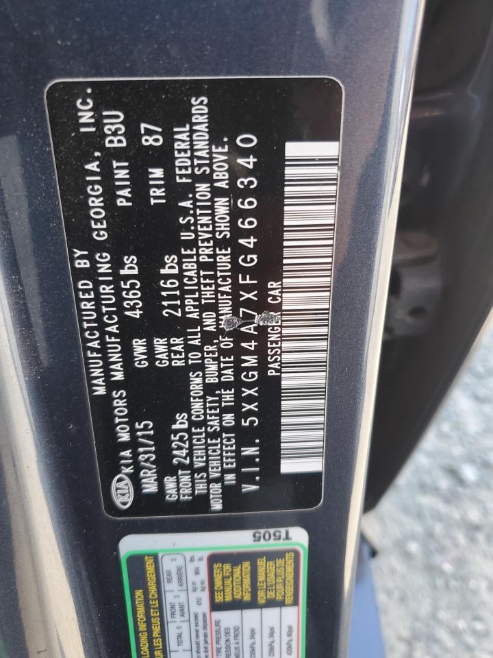 2015 Kia Optima Lx VIN: 5XXGM4A7XFG466340 Lot: 83850475