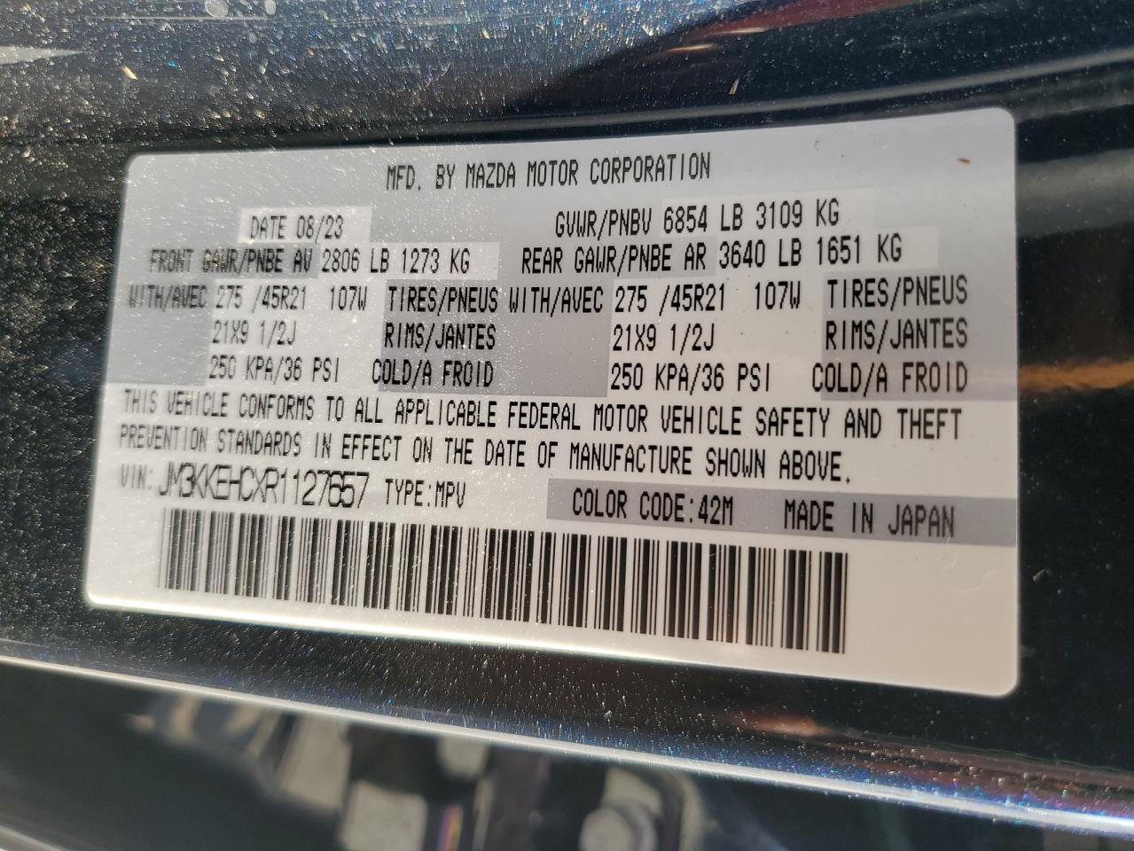 2024 Mazda Cx-90 Premium Plus VIN: JM3KKEHCXR1127657 Lot: 81380625