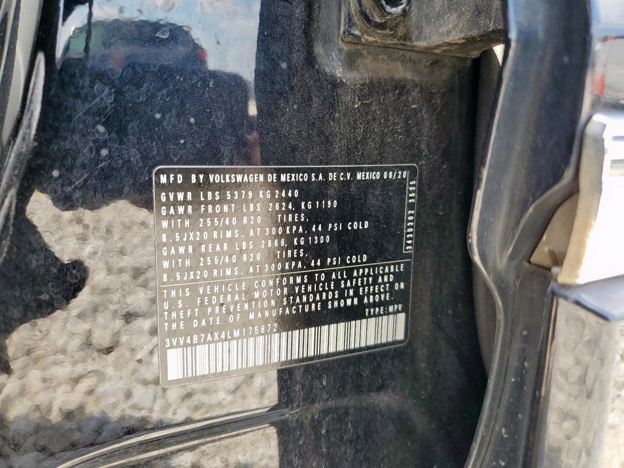 2020 Volkswagen Tiguan Sel Premium R-Line VIN: 3VV4B7AX4LM175872 Lot: 80442765