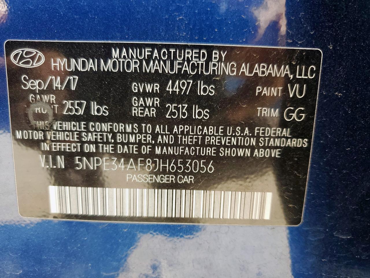 2018 Hyundai Sonata Sport VIN: 5NPE34AF8JH653056 Lot: 80347535