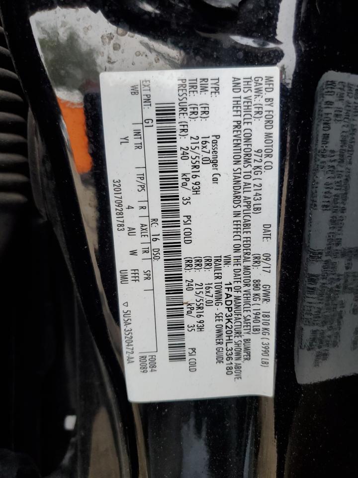 2017 Ford Focus Se VIN: 1FADP3K20HL336180 Lot: 81776355