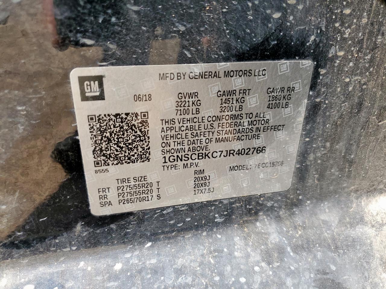 2018 Chevrolet Tahoe C1500 Lt VIN: 1GNSCBKC7JR402766 Lot: 84469855