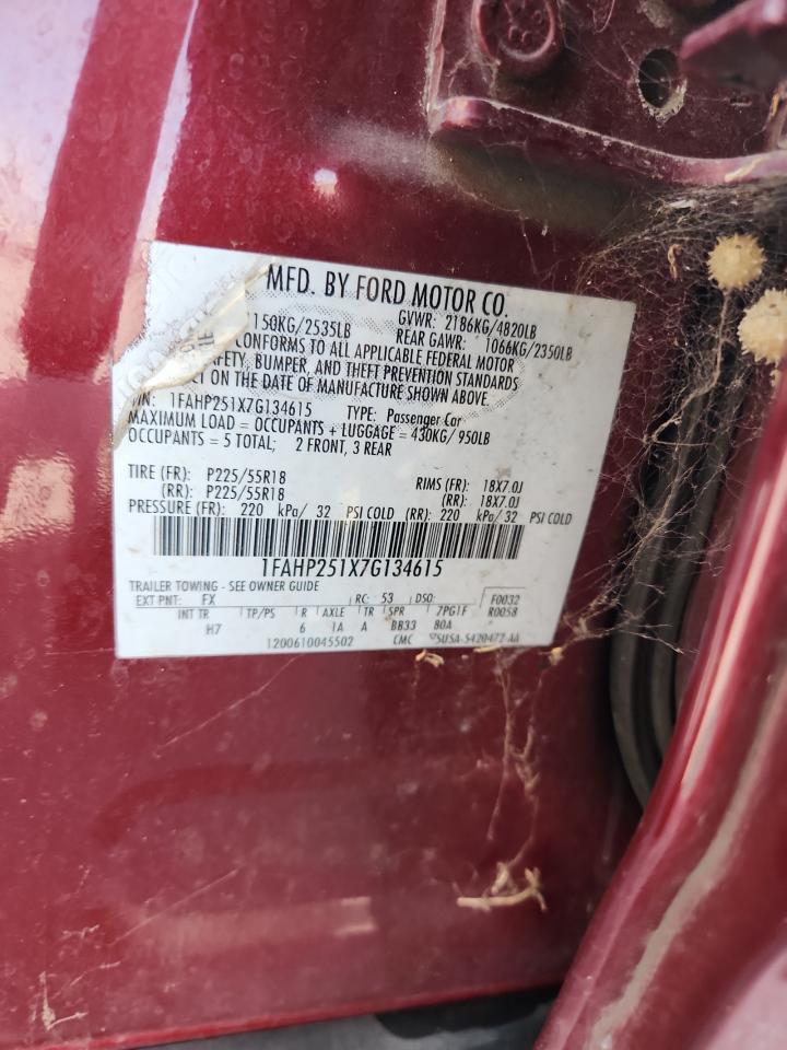 2007 Ford Five Hundred Limited VIN: 1FAHP251X7G134615 Lot: 81739045