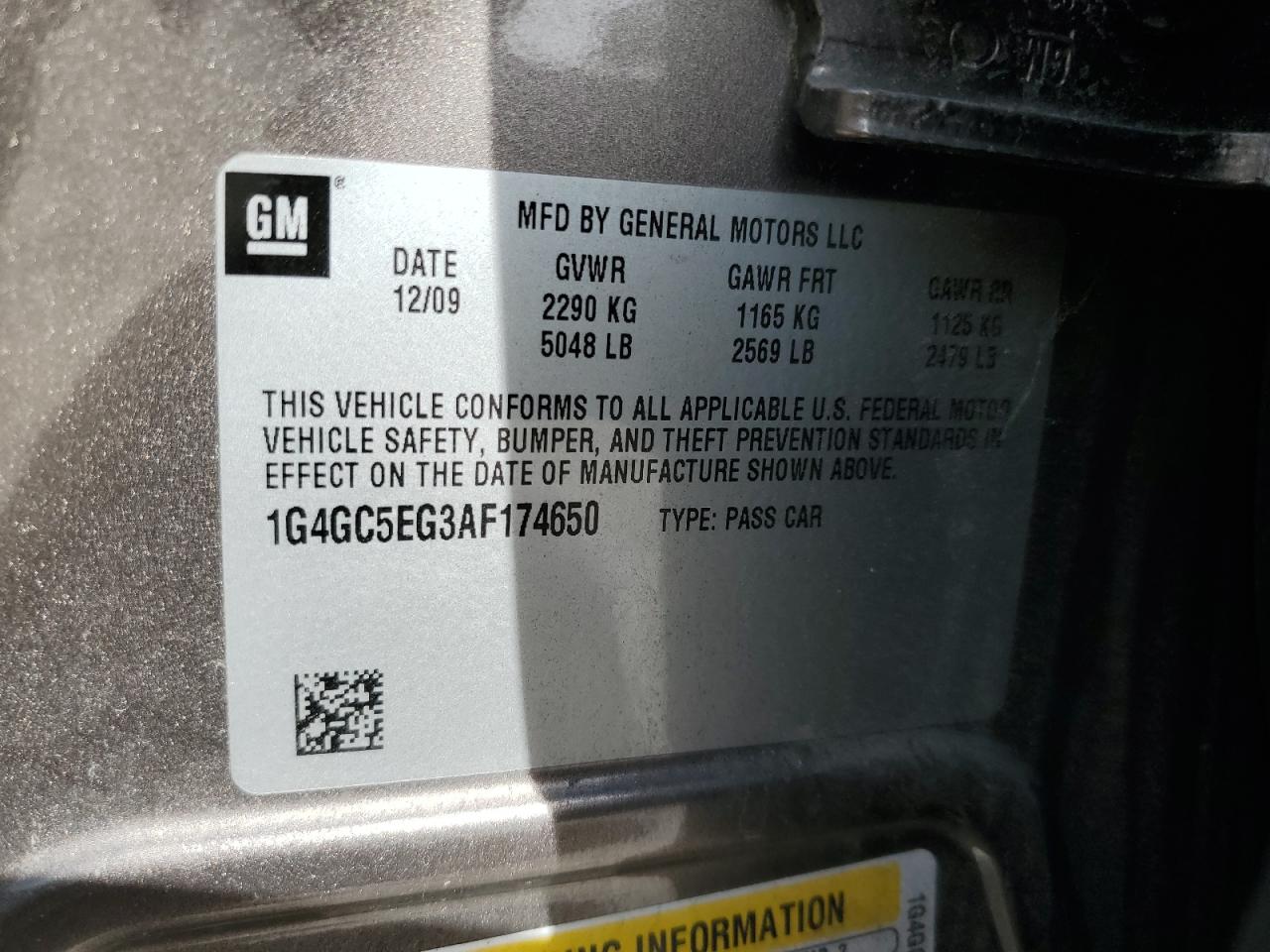 2010 Buick Lacrosse Cxl VIN: 1G4GC5EG3AF174650 Lot: 84551465