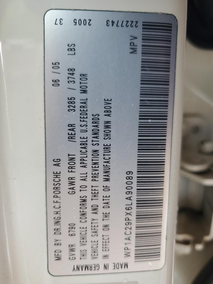 2006 Porsche Cayenne Turbo VIN: WP1AC29PX6LA90089 Lot: 84418165