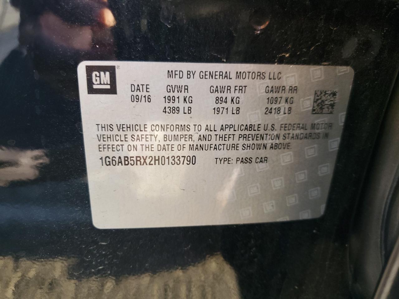 2017 Cadillac Ats Luxury VIN: 1G6AB5RX2H0133790 Lot: 71228865