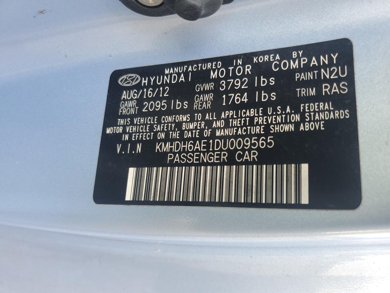 2013 Hyundai Elantra Coupe Gs VIN: KMHDH6AE1DU009565 Lot: 80449975