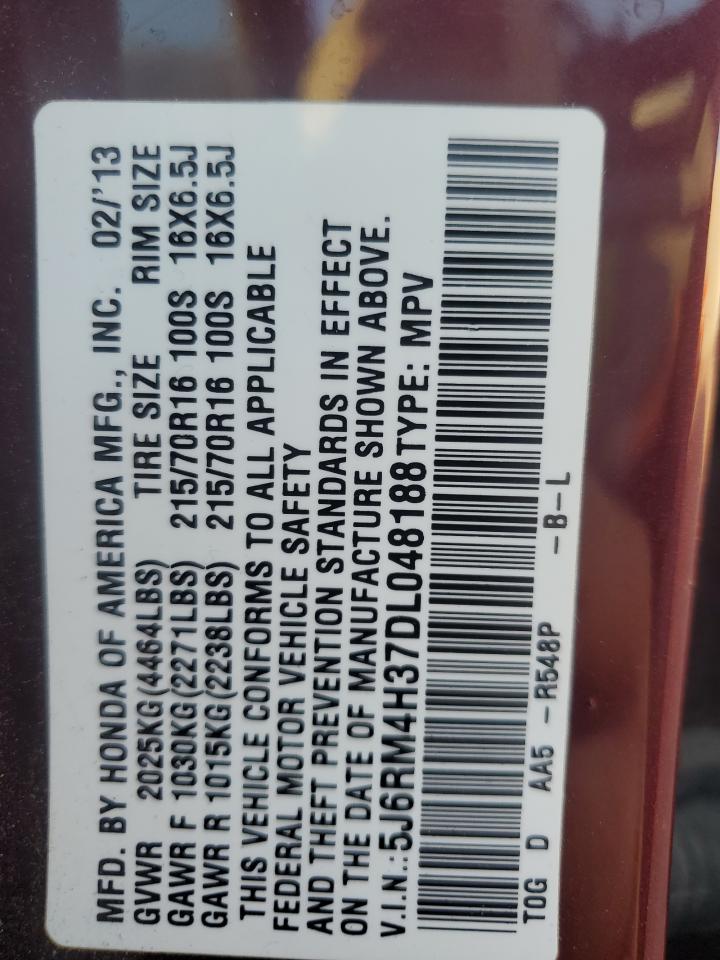 2013 Honda Cr-V Lx VIN: 5J6RM4H37DL048188 Lot: 81814475