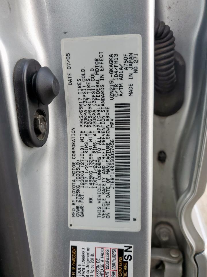 2005 Toyota 4Runner Sr5 VIN: JTEBT14R550057456 Lot: 80207385