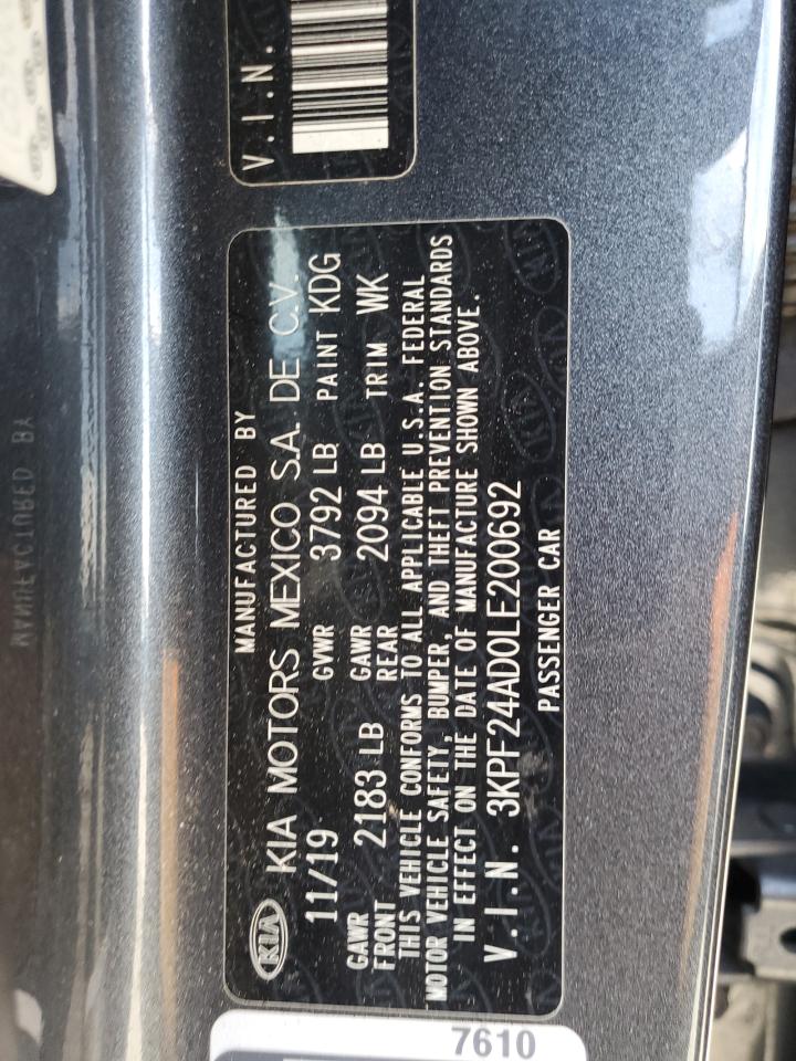 2020 Kia Forte Fe VIN: 3KPF24AD0LE200692 Lot: 81521585