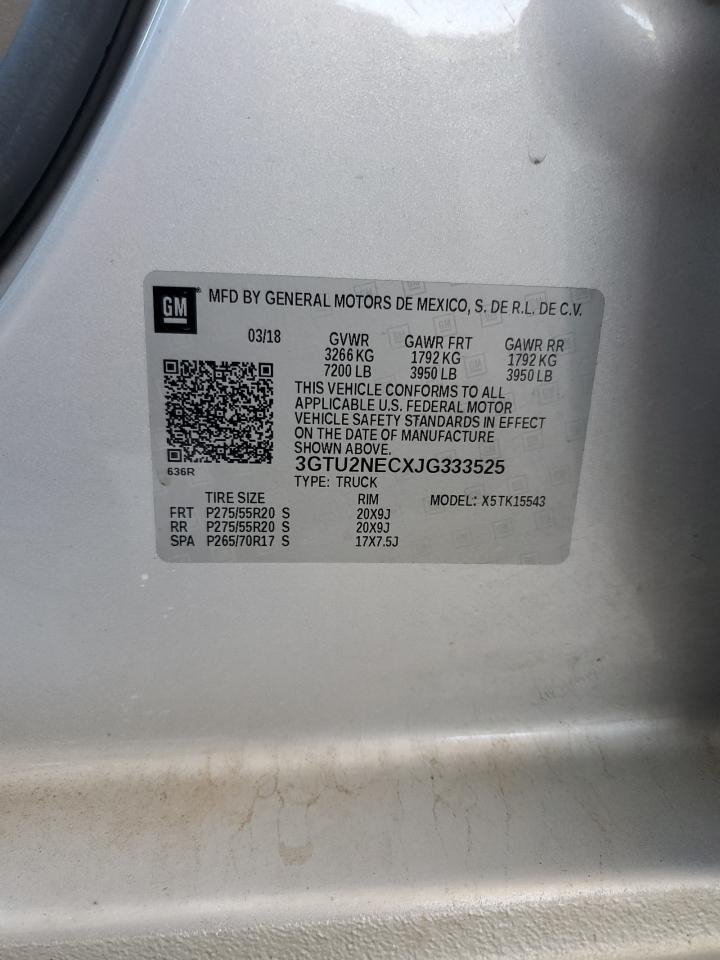 2018 GMC Sierra K1500 Slt VIN: 3GTU2NECXJG333525 Lot: 80155105
