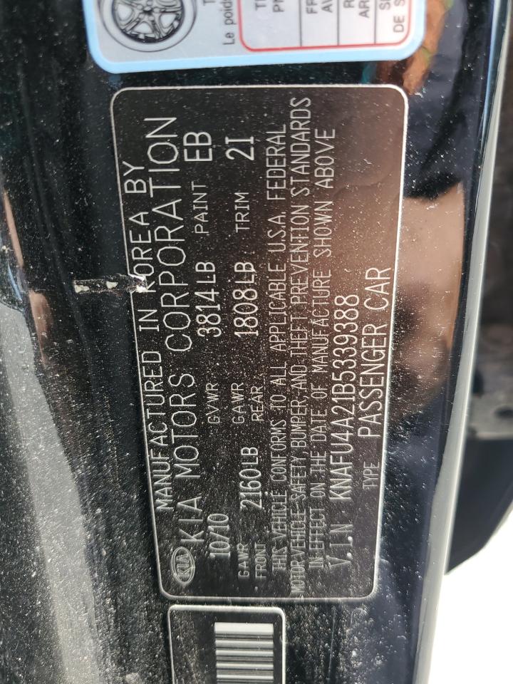 2011 Kia Forte Ex VIN: KNAFU4A21B5339388 Lot: 80950845