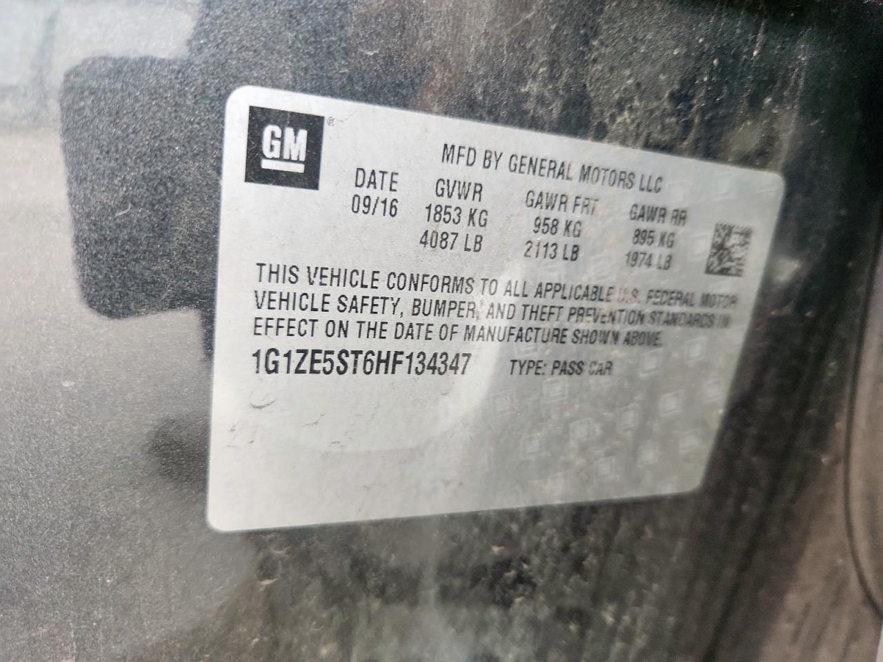 2017 Chevrolet Malibu Lt VIN: 1G1ZE5ST6HF134347 Lot: 83771785