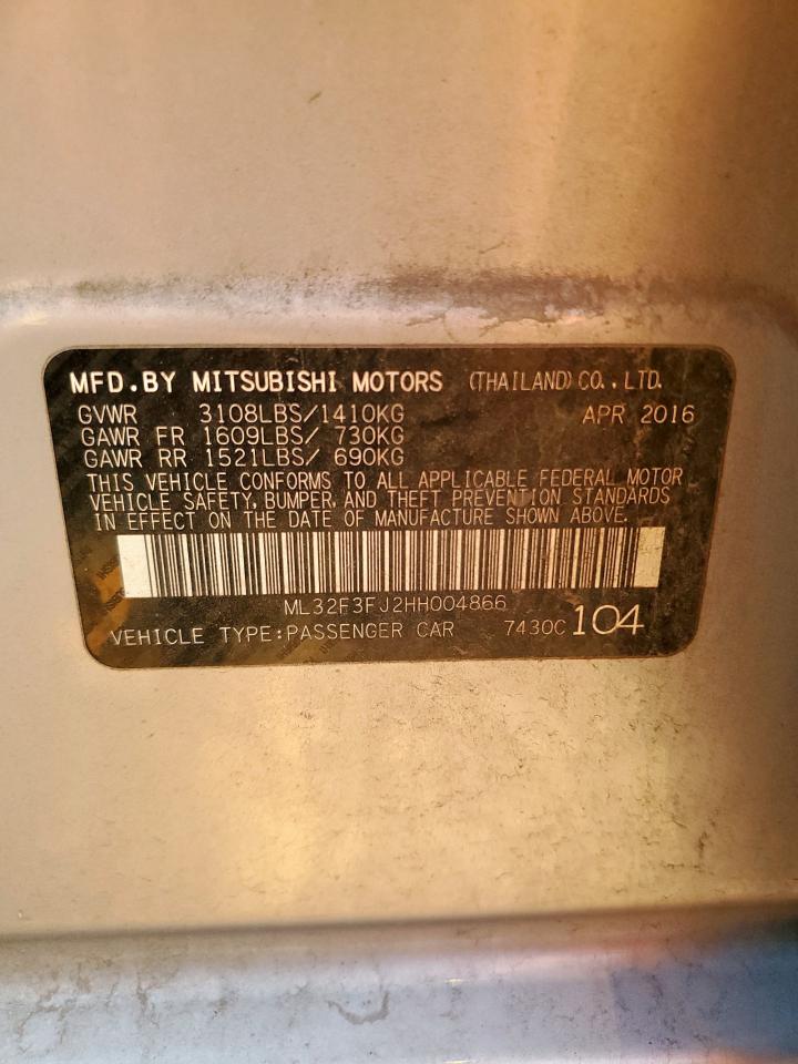 2017 Mitsubishi Mirage G4 Es VIN: ML32F3FJ2HH004866 Lot: 81081845