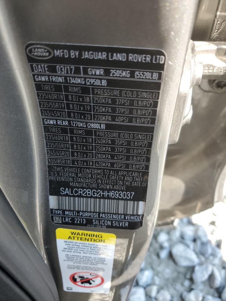 2017 Land Rover Discovery Sport Hse VIN: SALCR2BG2HH693037 Lot: 71722085