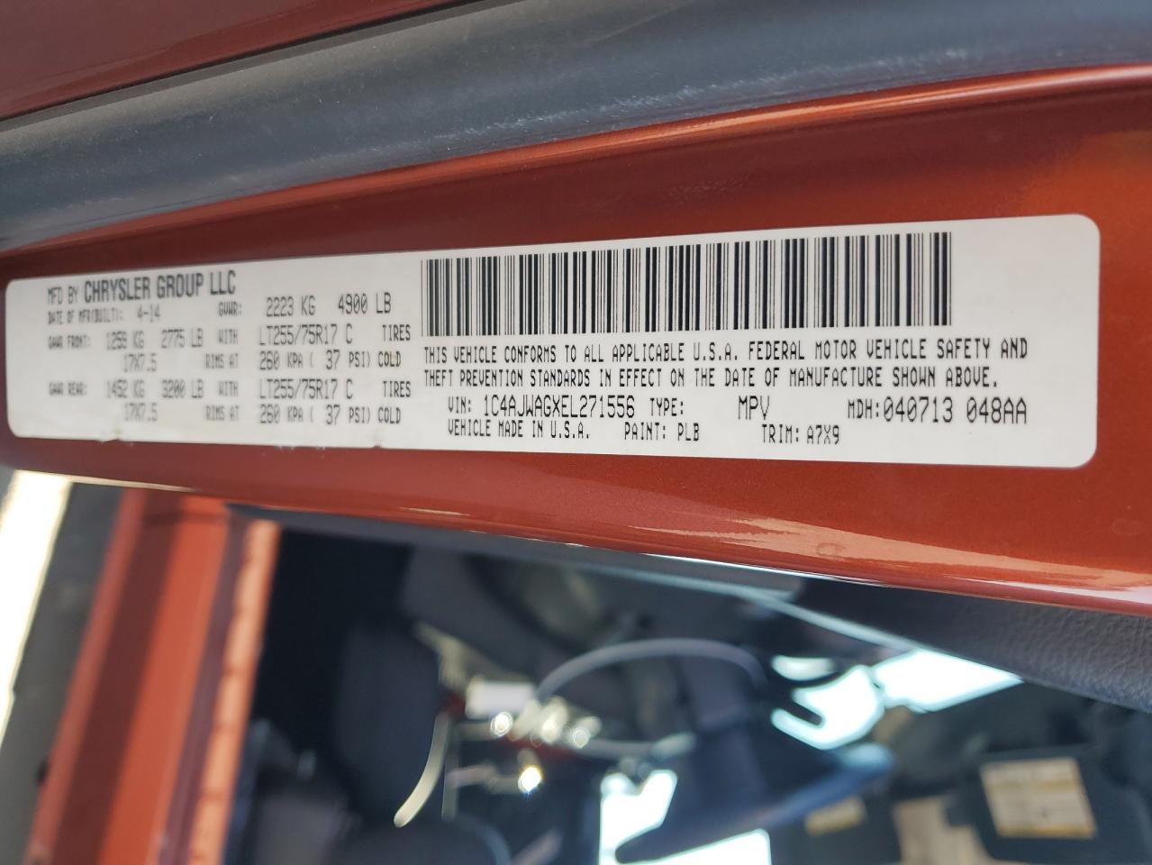 2014 Jeep Wrangler Sport VIN: 1C4AJWAGXEL271556 Lot: 71248195